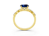 Yellow gold Round Cut Blue Sapphire Scattered Round Accent Ring with Prong Setting_15