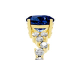 Yellow gold Round Cut Blue Sapphire Scattered Round Accent Ring with Prong Setting_17
