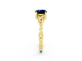 Yellow gold Round Cut Blue Sapphire Solitaire Celtic Knot Ring with Four-Prong Setting_14
