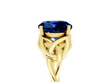 Yellow gold Round Cut Blue Sapphire Solitaire Celtic Knot Ring with Four-Prong Setting_17