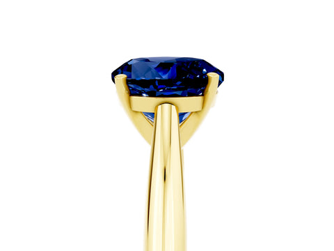 Yellow gold Round Cut Blue Sapphire Solitaire Engagement Ring with Cathedral Setting and Four-Prong Mount_17