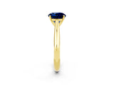 Yellow gold Round Cut Blue Sapphire Solitaire Engagement Ring with Cathedral Setting and Four-Prong Mount_26