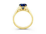 Yellow gold Round Cut Blue Sapphire Solitaire Engagement Ring with Cathedral Setting and Four-Prong Mount_33