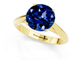 Yellow gold Round Cut Blue Sapphire Solitaire Engagement Ring with Cathedral Setting and Four-Prong Mount_73