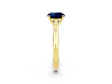 Yellow gold Round Cut Blue Sapphire Solitaire Engagement Ring with Cathedral Setting and Four-Prong Mount_74