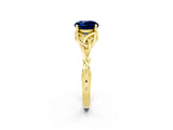 Yellow gold Round Cut Blue Sapphire Solitaire Engagement Ring with Celtic Knot Band and Four-Prong Setting_2