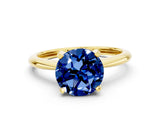 Yellow gold Round Cut Blue Sapphire Solitaire Engagement Ring with Classic Band and Four-Prong Setting_12