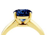 Yellow gold Round Cut Blue Sapphire Solitaire Engagement Ring with Classic Band and Four-Prong Setting_16