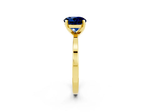 Yellow gold Round Cut Blue Sapphire Solitaire Engagement Ring with Classic Band and Four-Prong Setting_26