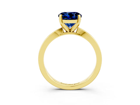 Yellow gold Round Cut Blue Sapphire Solitaire Engagement Ring with Classic Band and Four-Prong Setting_27