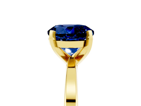 Yellow gold Round Cut Blue Sapphire Solitaire Engagement Ring with Classic Band and Four-Prong Setting_29