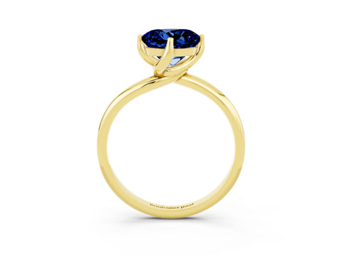 Yellow gold Round Cut Blue Sapphire Solitaire Engagement Ring with Four-Prong Setting and Classic Band_15