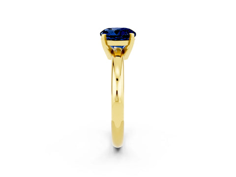 Yellow gold Round Cut Blue Sapphire Solitaire Engagement Ring with Round Band and Four-Prong Setting_2