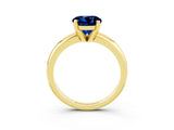 Yellow gold Round Cut Blue Sapphire Solitaire Engagement Ring with Round Band and Four-Prong Setting_3