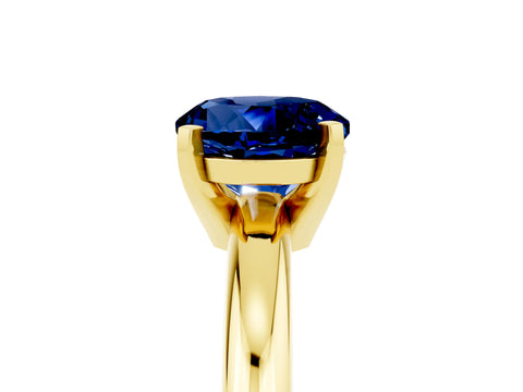 Yellow gold Round Cut Blue Sapphire Solitaire Engagement Ring with Round Band and Four-Prong Setting_5