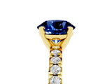 Yellow gold Round Cut Blue Sapphire Solitaire Pavé Engagement Ring with Round Band and Prong Setting_65
