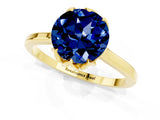Yellow gold Round Cut Blue Sapphire Solitaire Ring with Flower Prong Setting and Classic Band_38