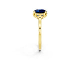 Yellow gold Round Cut Blue Sapphire Solitaire Ring with Flower Prong Setting and Classic Band_39