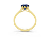 Yellow gold Round Cut Blue Sapphire Solitaire Ring with Flower Prong Setting and Classic Band_40