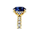 Yellow gold Round Cut Blue Sapphire Solitaire Ring with Round  Pavé Band and Four-Prong Setting_41