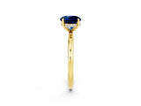 Yellow gold Round Cut Blue Sapphire Solitaire Ring with Thin Band and Four-Prong Setting_14