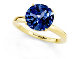 Yellow gold Round Cut Blue Sapphire Solitaire Ring with Thin Band and Prong Setting_13