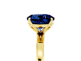 Yellow gold Round Cut Blue Sapphire Solitaire Ring with Thin Band and Prong Setting_17