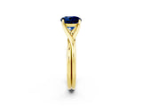 Yellow gold Round Cut Blue Sapphire Solitaire Twist Band Prong Setting Ring_50