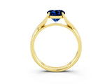 Yellow gold Round Cut Blue Sapphire Solitaire Twist Band Prong Setting Ring_51