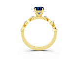 Yellow gold Round Cut Blue Sapphire Solitaire Twisted Band with Round  Accents and Prong Setting_15