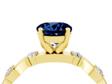Yellow gold Round Cut Blue Sapphire Solitaire Twisted Band with Round  Accents and Prong Setting_16
