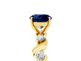 Yellow gold Round Cut Blue Sapphire Solitaire Twisted Band with Round  Accents and Prong Setting_17