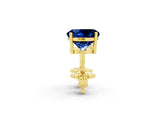 10K Yellow Gold 2.42 Carat Round Blue Sapphire Stud Earrings