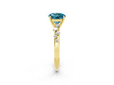 Yellow gold Round Cut Blue Topaz Cluster Side Stone Solitaire Ring with Prong Setting_26