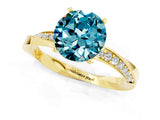Yellow gold Round Cut Blue Topaz Engagement Ring with Side Stone Accents and Four-Prong Setting_28