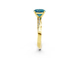 Yellow gold Round Cut Blue Topaz Engagement Ring with Side Stone Accents and Four-Prong Setting_62