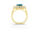 Yellow gold Round Cut Blue Topaz Floral Double Halo Engagement Ring with Prong Setting_75