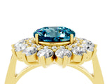Yellow gold Round Cut Blue Topaz Floral Double Halo Engagement Ring with Prong Setting_76