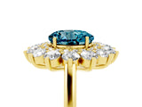 Yellow gold Round Cut Blue Topaz Floral Double Halo Engagement Ring with Prong Setting_77