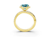 Yellow gold Round Cut Blue Topaz Halo Ring with Round Split Shank and Prong Setting_51