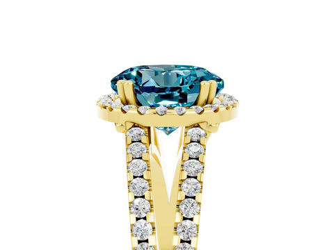 Yellow gold Round Cut Blue Topaz Halo Split Shank Engagement Ring_17