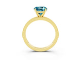 Yellow gold Round Cut Blue Topaz Milgrain Pavé Engagement Ring with Four-Prong Setting_3