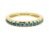 Yellow gold Round Cut Blue Topaz Pavé Set Thin Band