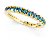 Yellow gold Round Cut Blue Topaz Pavé Set Thin Band_1