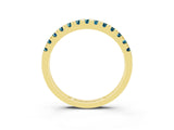 Yellow gold Round Cut Blue Topaz Pavé Set Thin Band_3