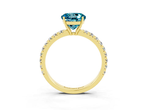Yellow gold Round Cut Blue Topaz Pavé Solitaire Engagement Ring with Four-Prong Setting_15