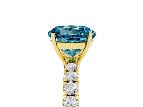 Yellow gold Round Cut Blue Topaz Pavé Solitaire Engagement Ring with Four-Prong Setting_17