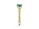 Yellow gold Round Cut Blue Topaz Pavé Solitaire Ring with Round Band and Prong Setting_26
