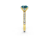 Yellow gold Round Cut Blue Topaz Pave Band Solitaire Ring with Four-Prong Setting_38