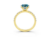 Yellow gold Round Cut Blue Topaz Pave Band Solitaire Ring with Four-Prong Setting_39